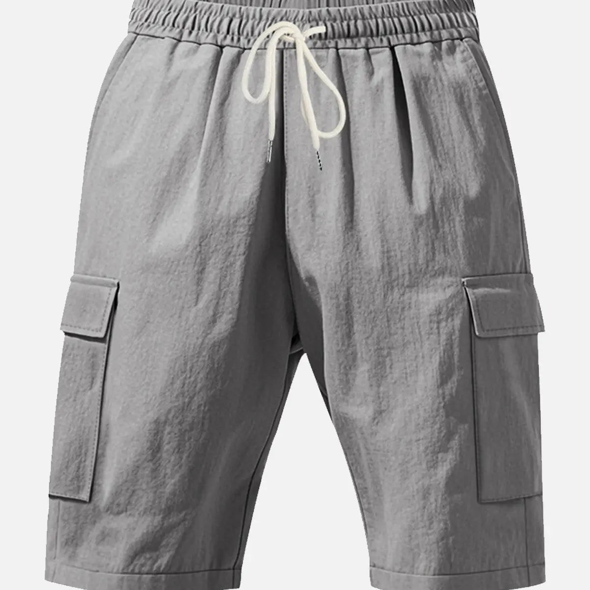 Men's Solid Color Linen Shorts Waist Drawstring Cargo Shorts ElevenOasis