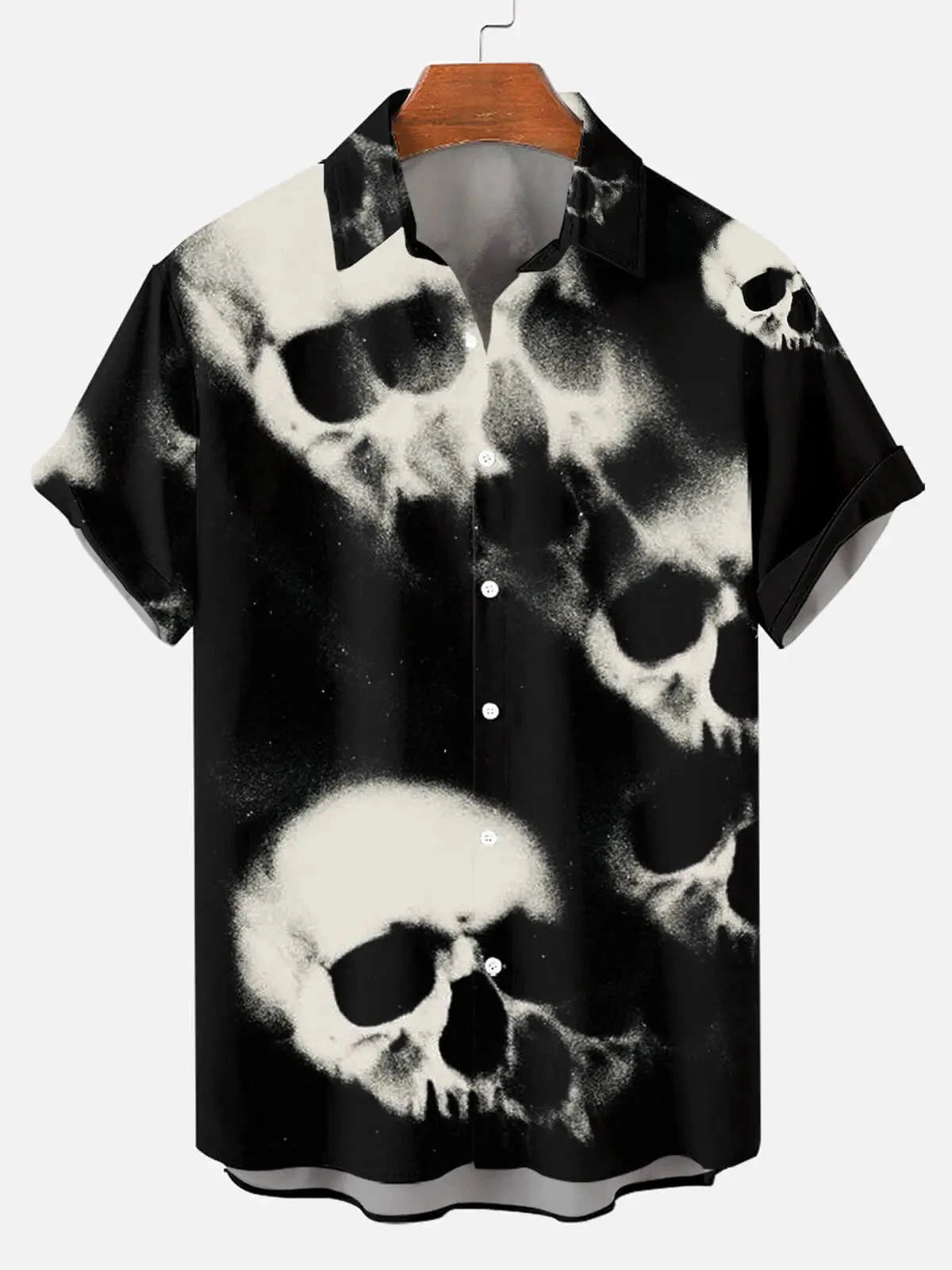 Tall Men's Haunted Skulls Halloween Short Sleeve Shirt Eleven Oasis