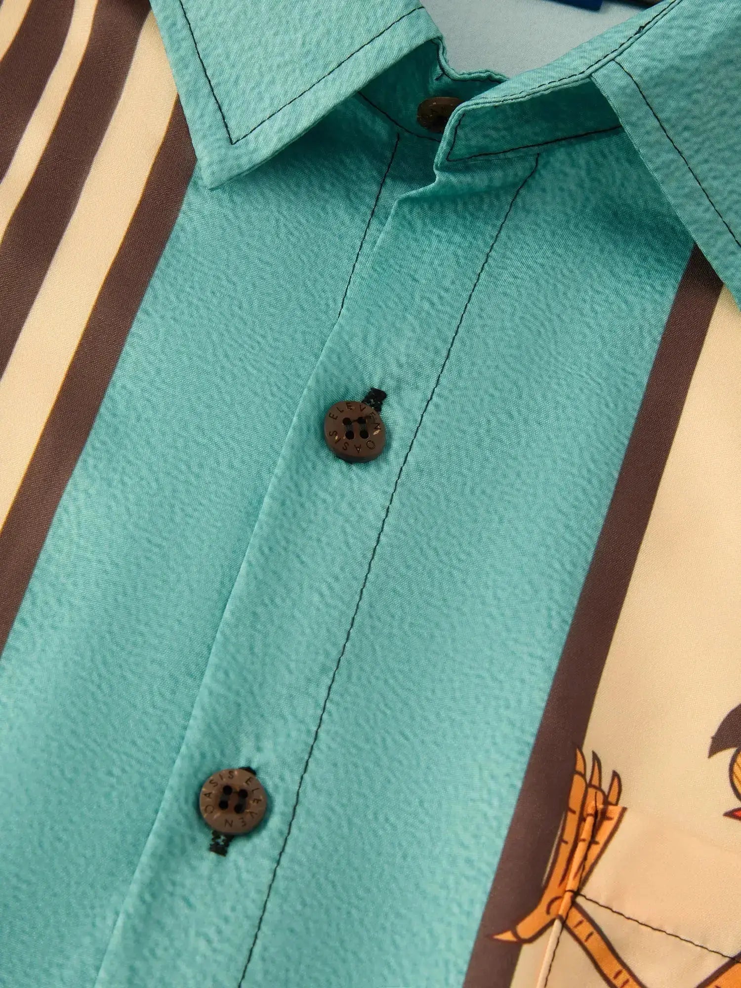 Men's Striped Everyday with Toucan in a Cocktail Glass Short Sleeve Casual Shirt ElevenOasis