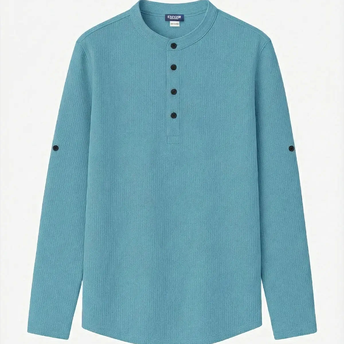 Men's Waffle Knit Henley Long Sleeve Shirt ElevenOasis