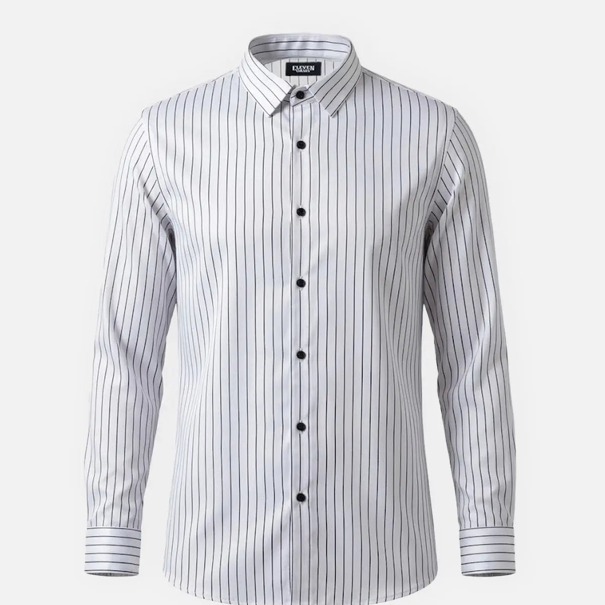 Men's Classic Pinstripe Stretch Slim Fit Long Sleeve Shirt Eleven Oasis
