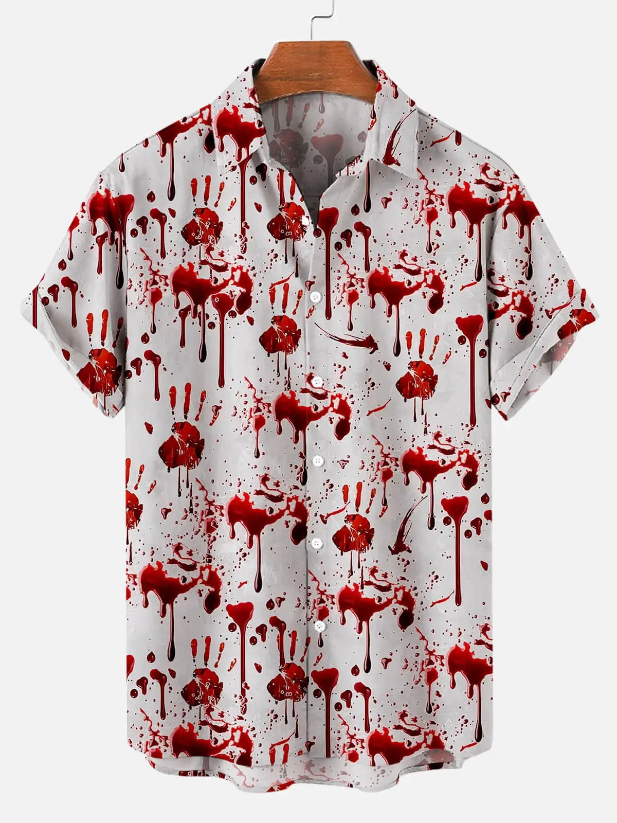 Tall Men's Blood Splatter Halloween Short Sleeve Shirt Eleven Oasis