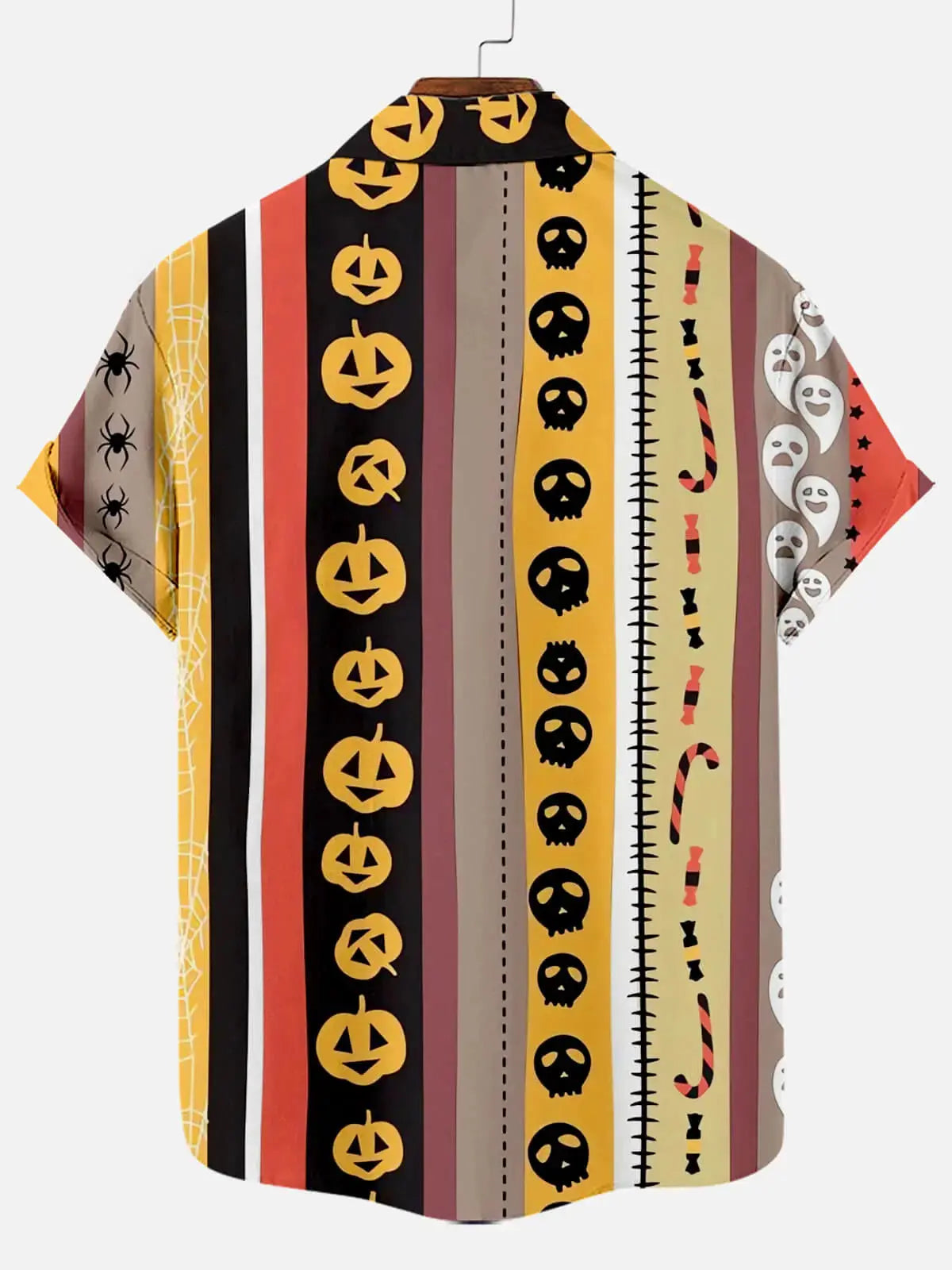 Tall Men's Halloween Stripe Pattern Short Sleeve Shirt Eleven Oasis