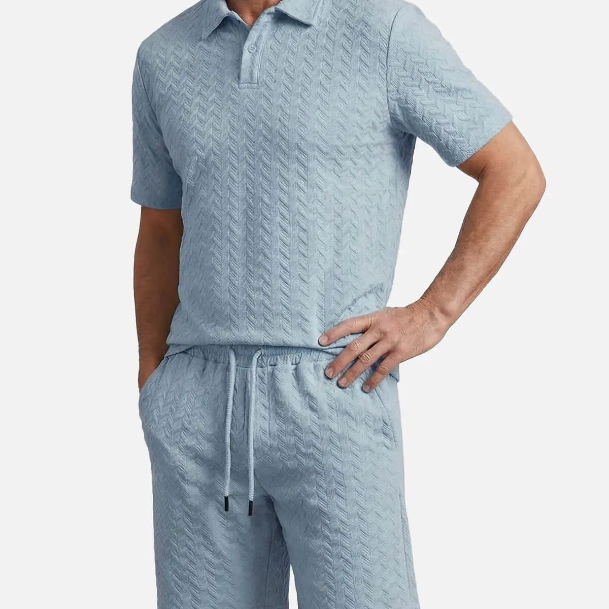 Men's Slim Fit Short Sleeve Polo & Shorts Set Eleven Oasis