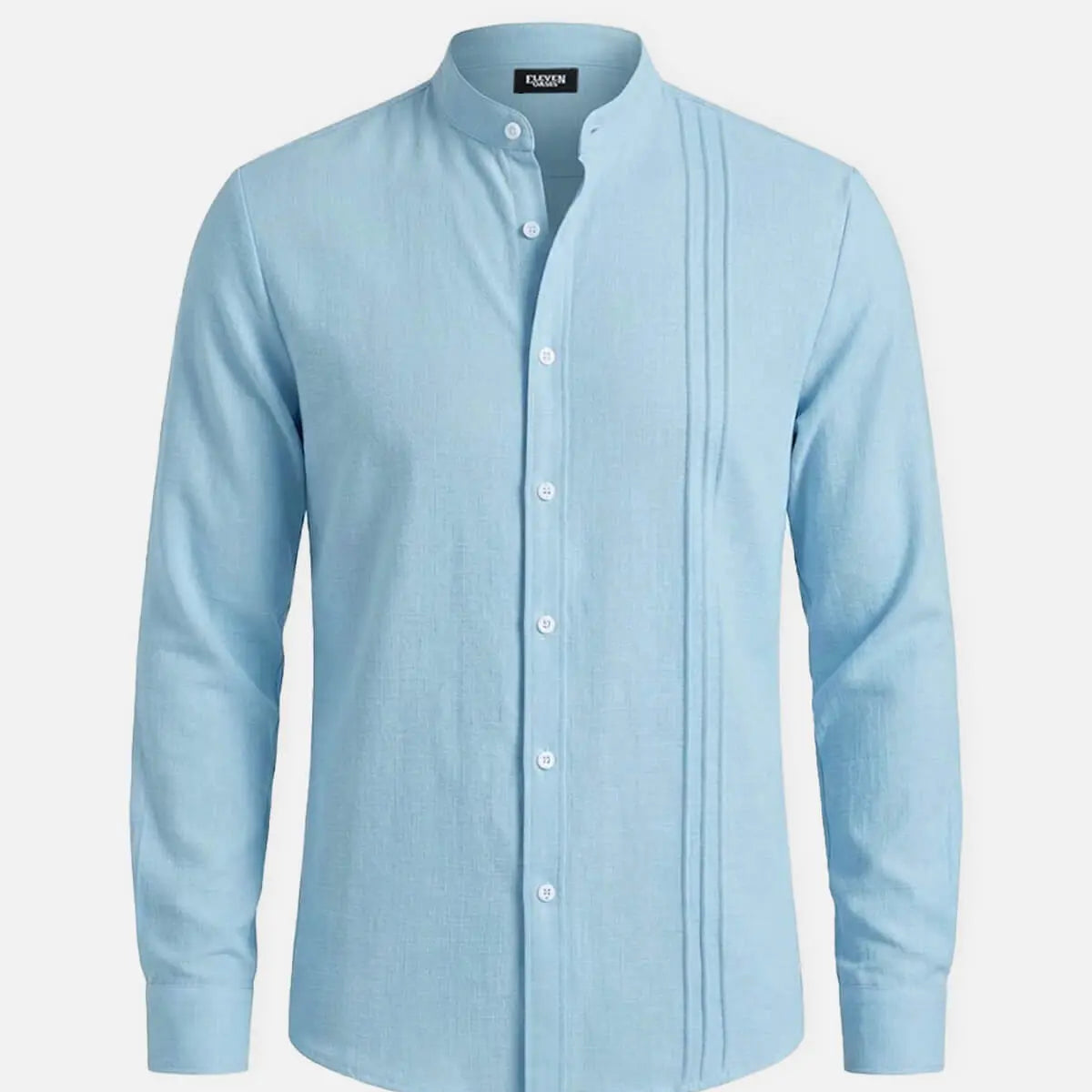 Men's Textured Pleated Panel Long Sleeve Shirt ElevenOasis