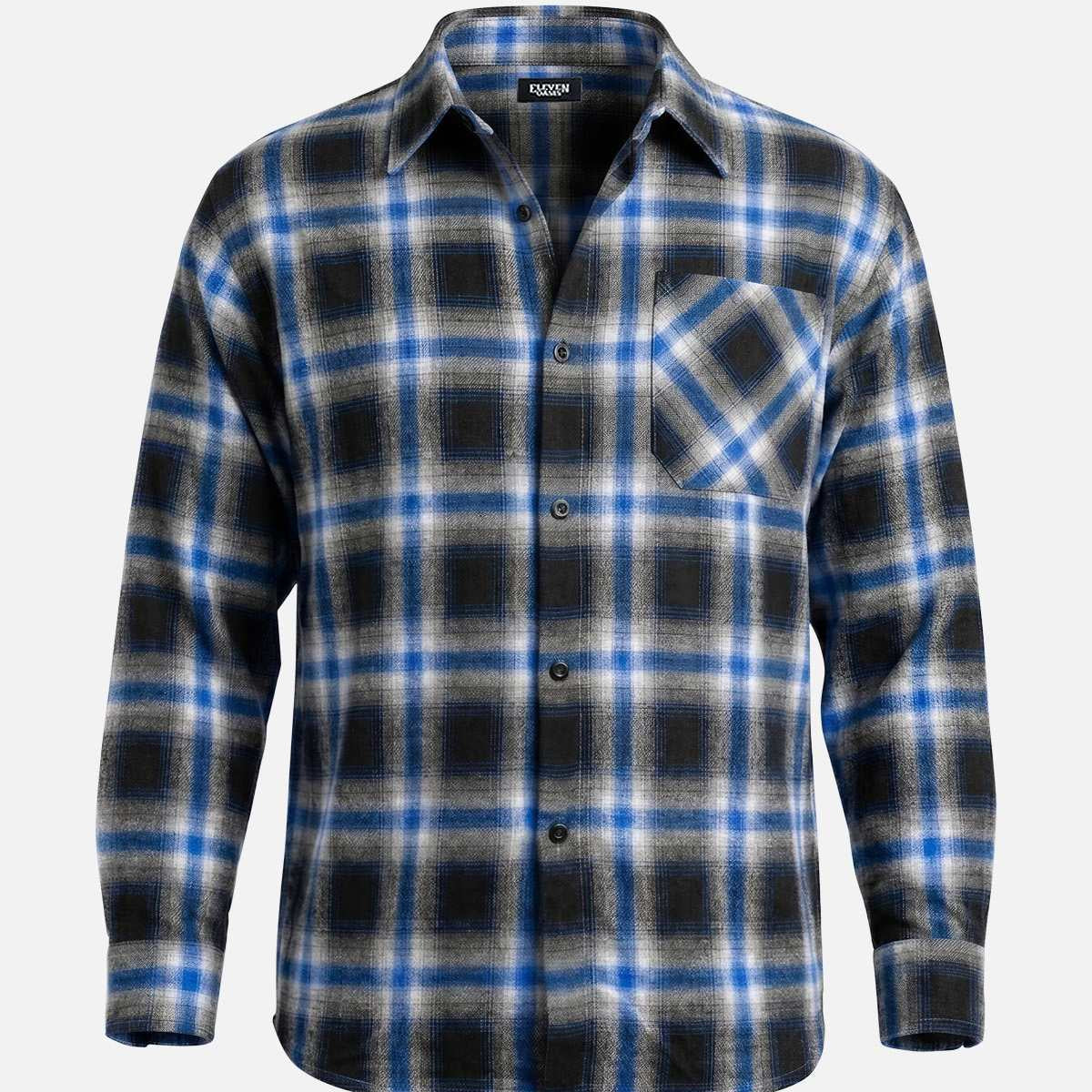 Men's Shadow Plaid Pocket Long Sleeve Shirt Eleven Oasis