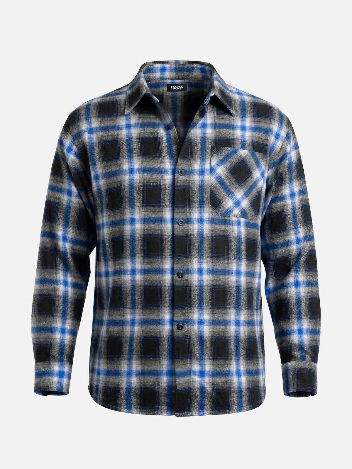 Men's Shadow Plaid Pocket Long Sleeve Shirt Eleven Oasis