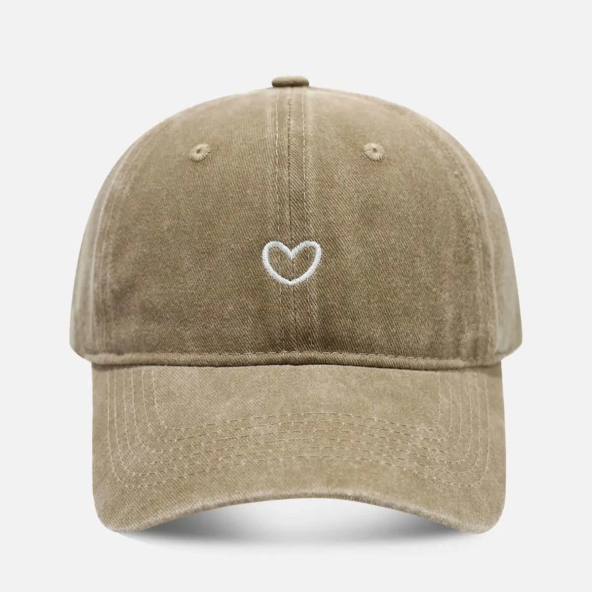 Heart Washed Cotton Baseball Cap ElevenOasis