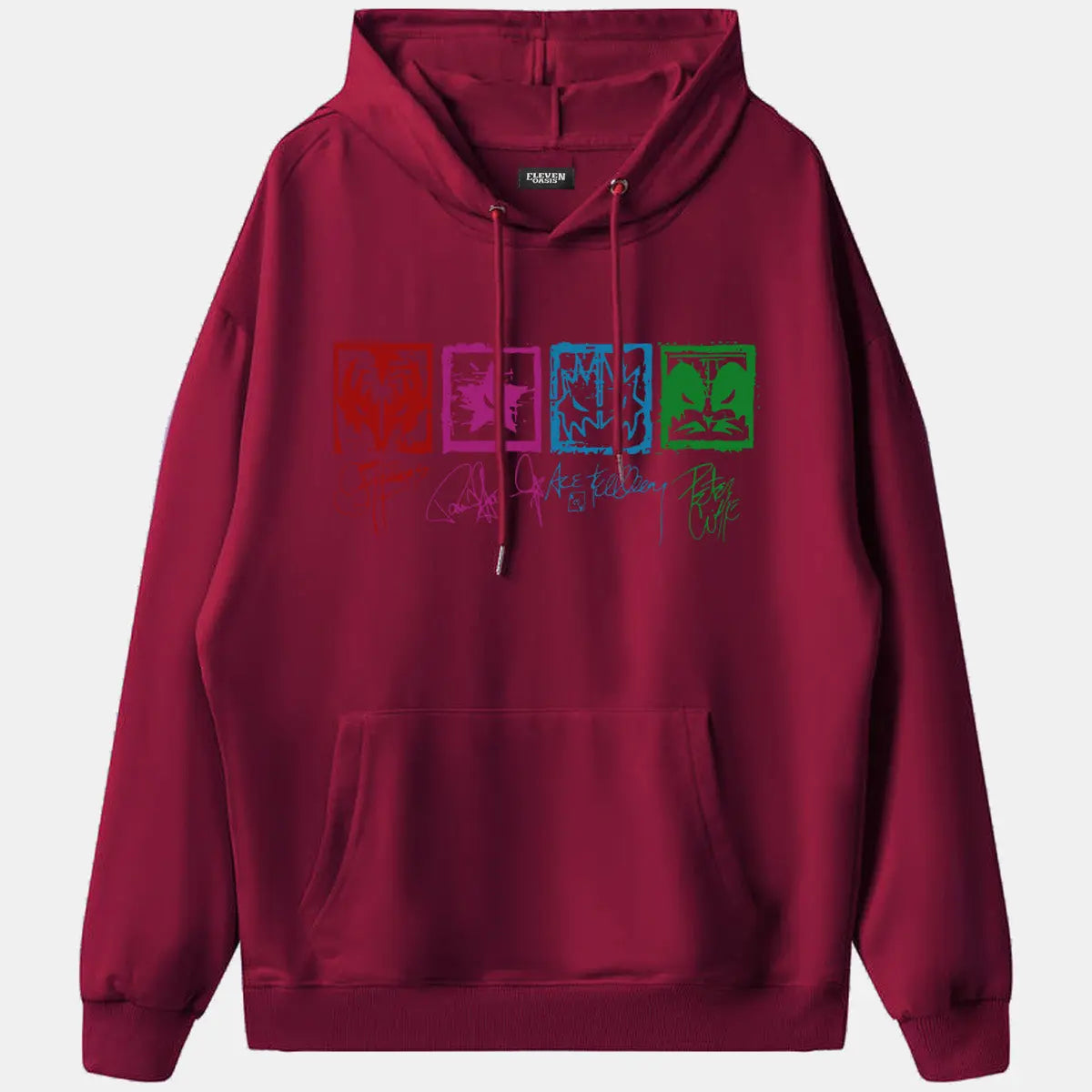 KISS Band Member Faces Vintage Graphic Hoodie Eleven Oasis