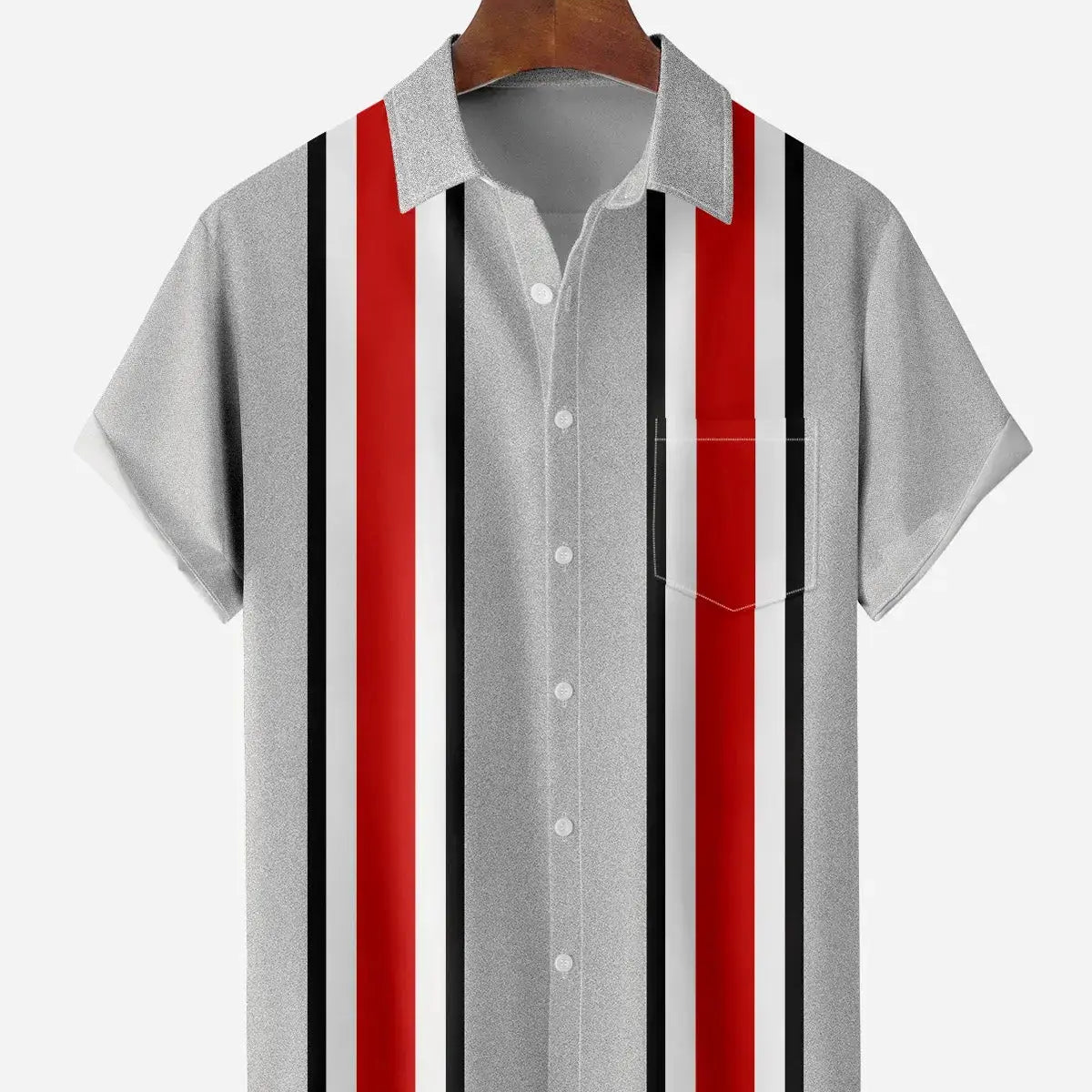 Men's Basic Striped Bowling Short Sleeve Casual ShirtMens short sleeve shirts Big and tall Mens shirts Short sleeve shirts for men Mens 4xl shirts Casual short sleeve shirts