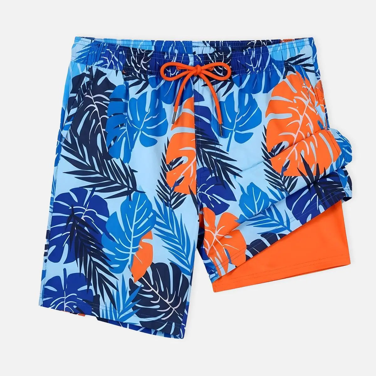Men's Slim Fit Tropical Print Swim Trunks Eleven Oasis