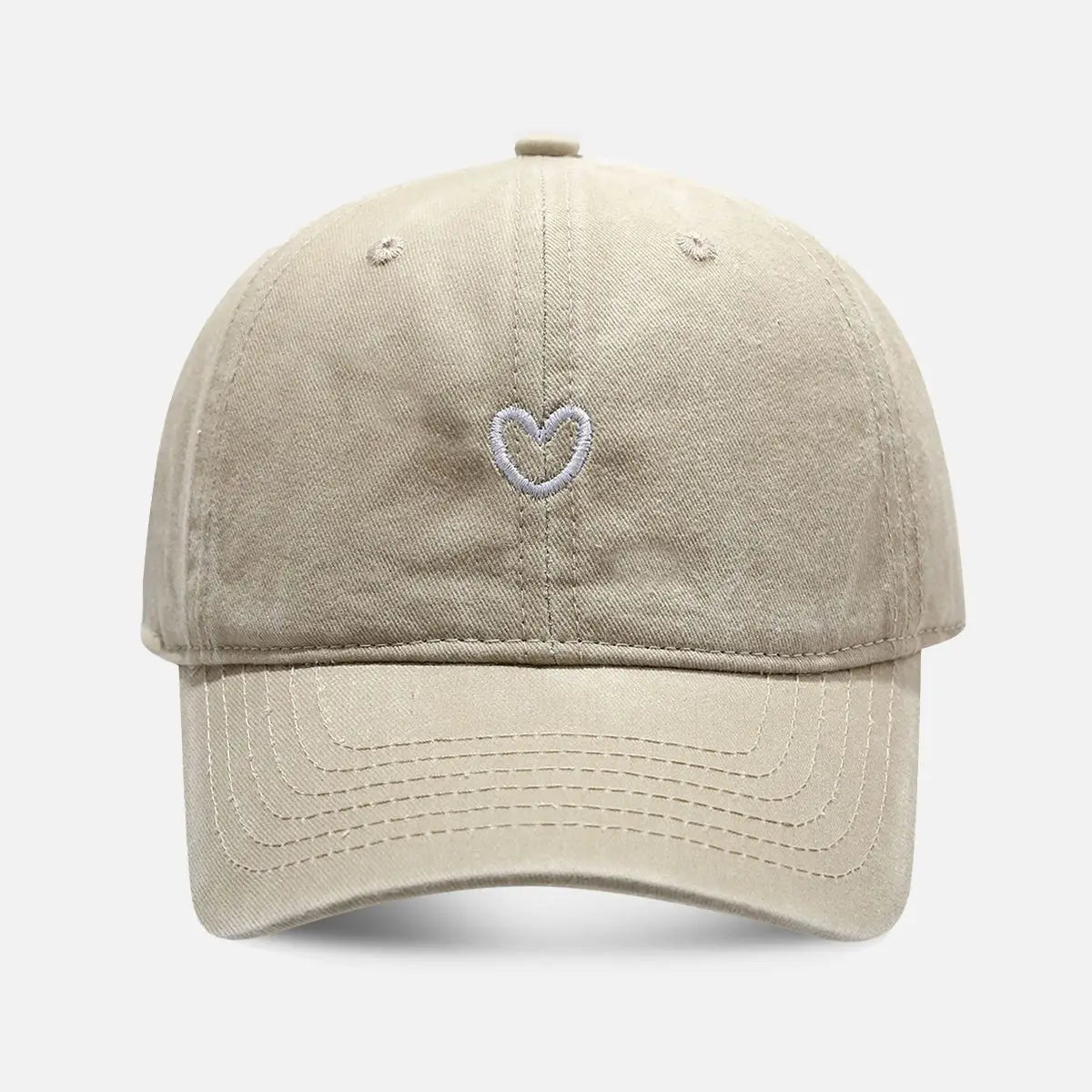 Heart Washed Cotton Baseball Cap ElevenOasis