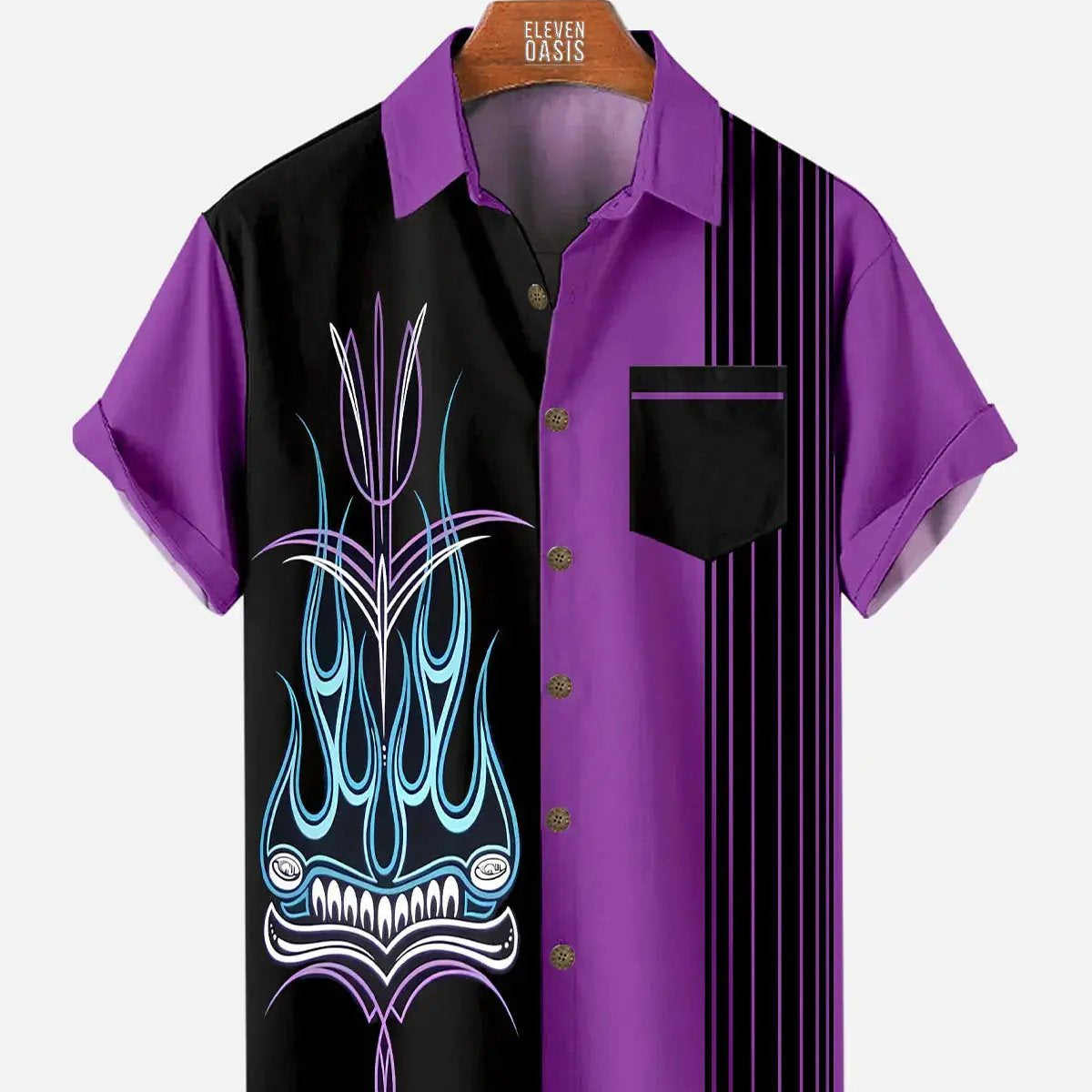 Tall Men's Automotive Stripe Short Sleeve Shirt ElevenOasis