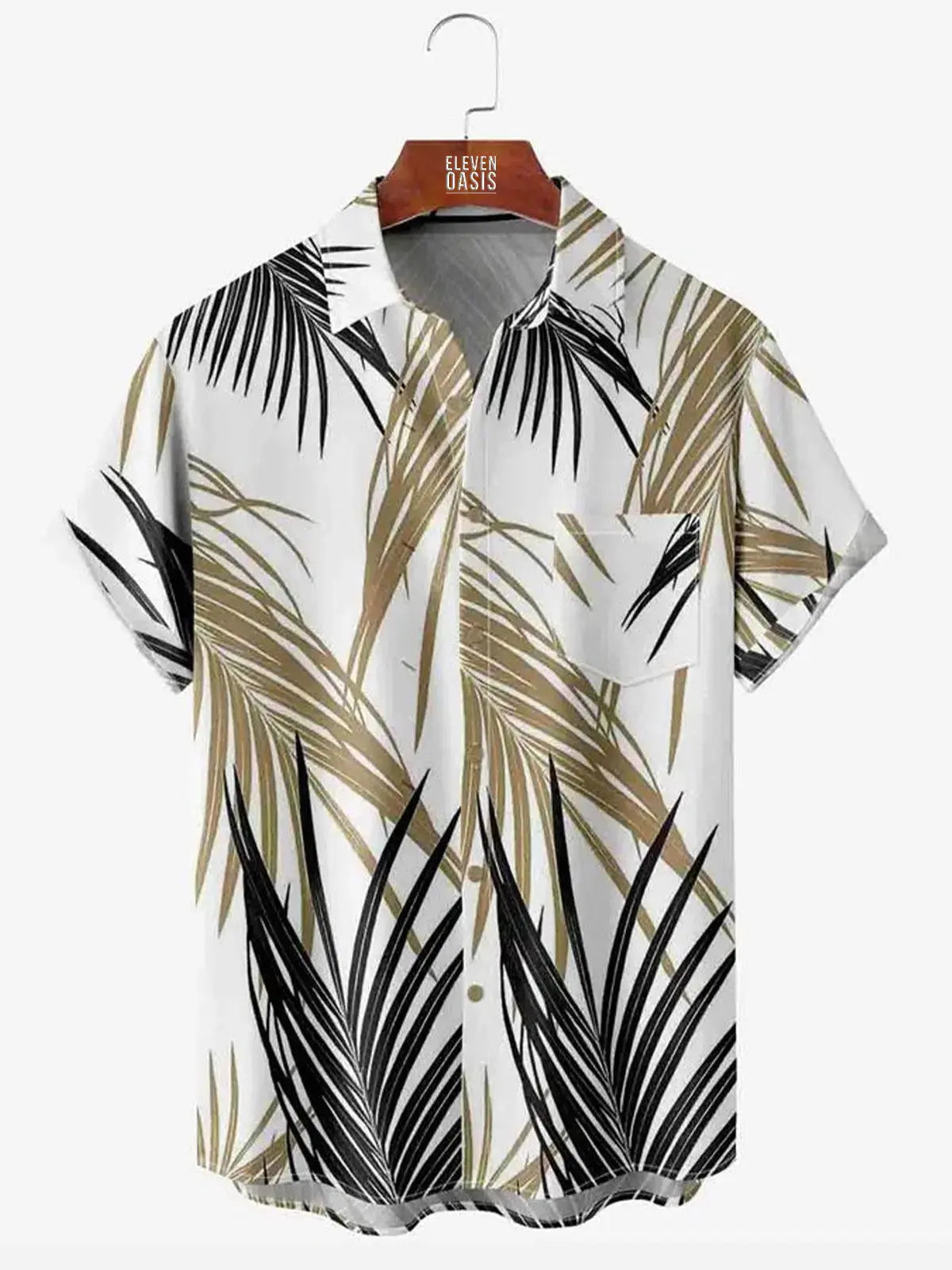 Men's Leaf Print Moisture Wicking Fabric Trendy Lapel Short Sleeve ShirtMens short sleeve shirts Big and tall Mens shirts Short sleeve shirts for men Mens 4xl shirts Casual short sleeve shirts