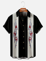 Men's Patriotic Star Swirl Bowling Short Sleeve Shirt ElevenOasis