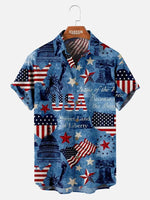 1776 Independence Day Flag Pattern Men's Short Sleeve Shirt ElevenOasis