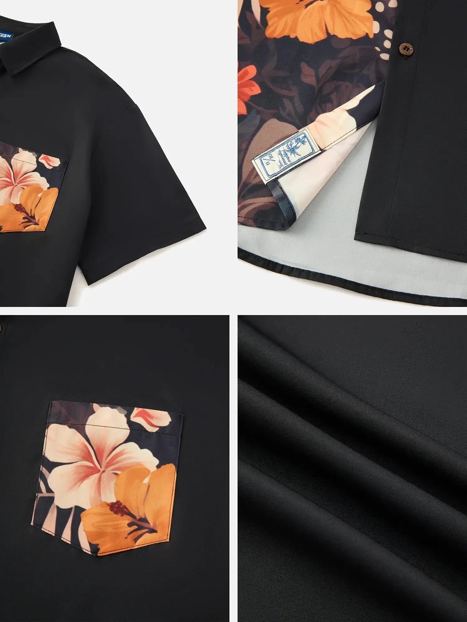 Men's Hawaii Retro Tropical Flora Short Sleeve Shirt ElevenOasis