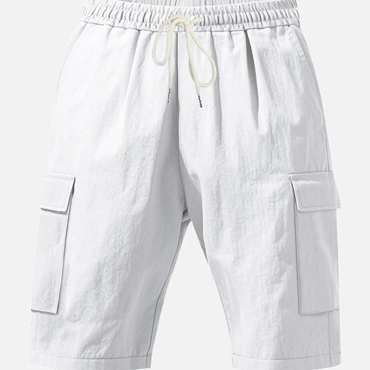 Men's Solid Color Linen Shorts Waist Drawstring Cargo Shorts ElevenOasis