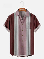 Men's Textured Stripe Pattern Short Sleeve Shirt ElevenOasis