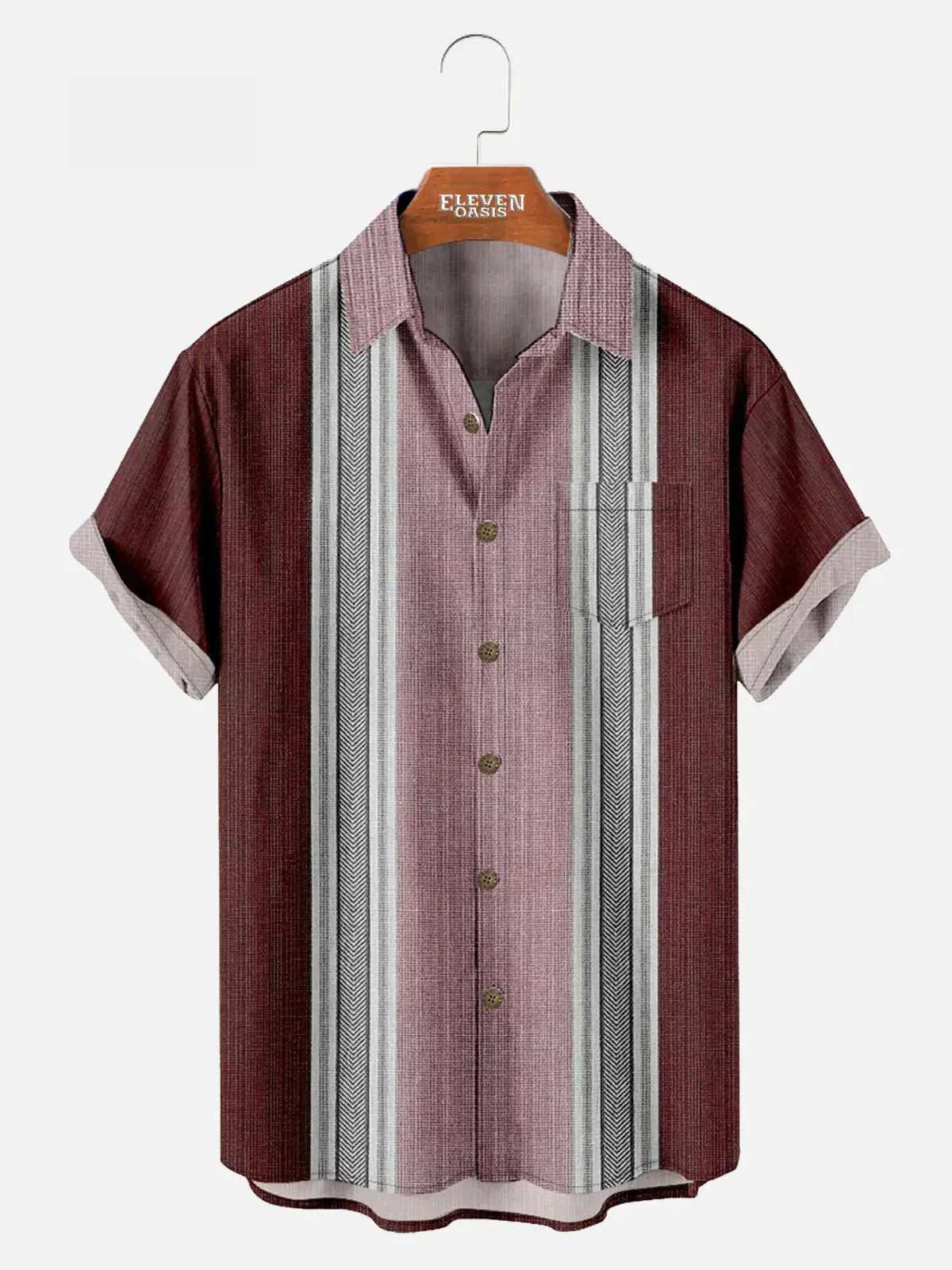 Men's Textured Stripe Pattern Short Sleeve Shirt ElevenOasis