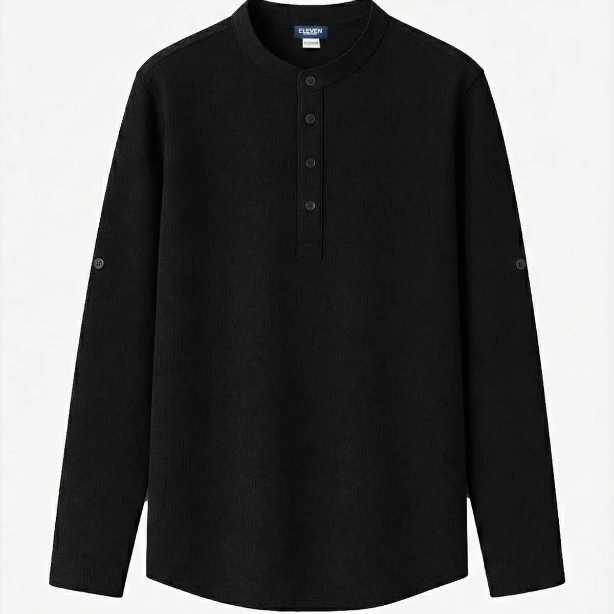 Men's Waffle Knit Henley Long Sleeve Shirt ElevenOasis