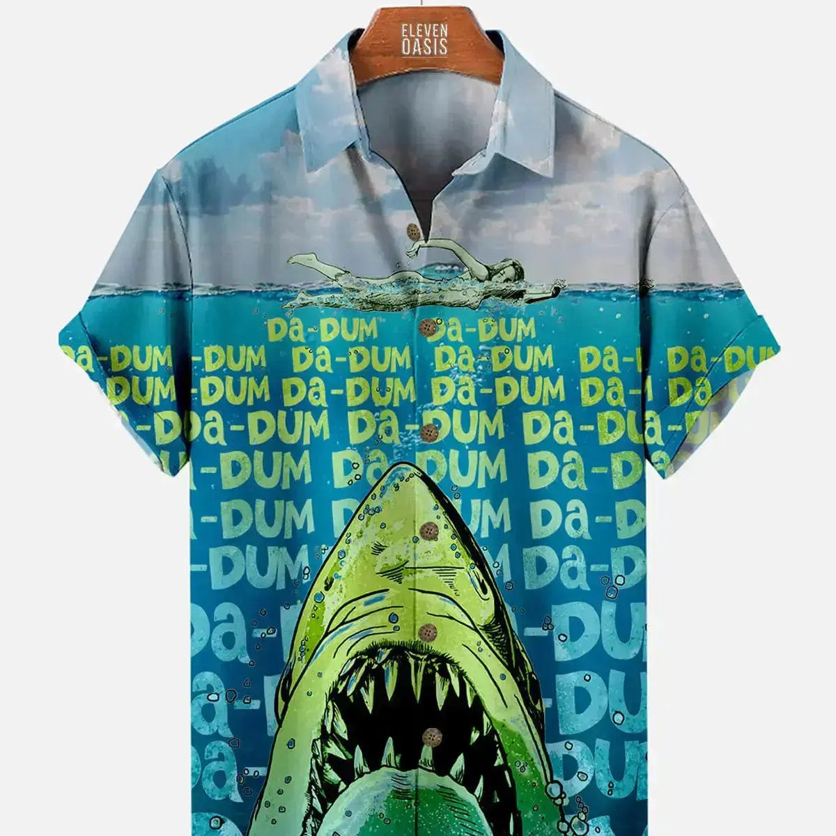Hawaiian Great White Shark Pattern Men's Short Sleeve TopMens short sleeve shirts Big and tall Mens shirts Short sleeve shirts for men Mens 4xl shirts Casual short sleeve shirts