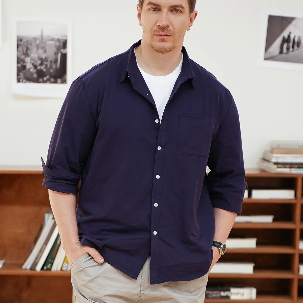 Men's Acid Washed Cotton Long Sleeve Shirt ElevenOasis