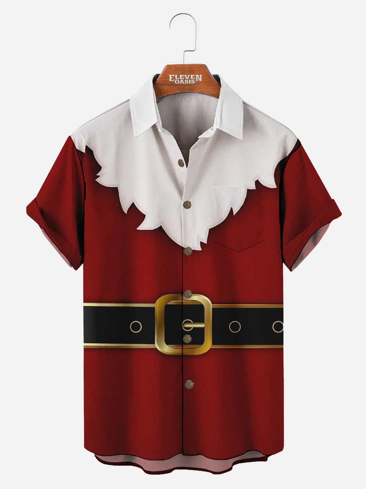 Costume Santa Casual Men's Short Sleeve Shirt ElevenOasis