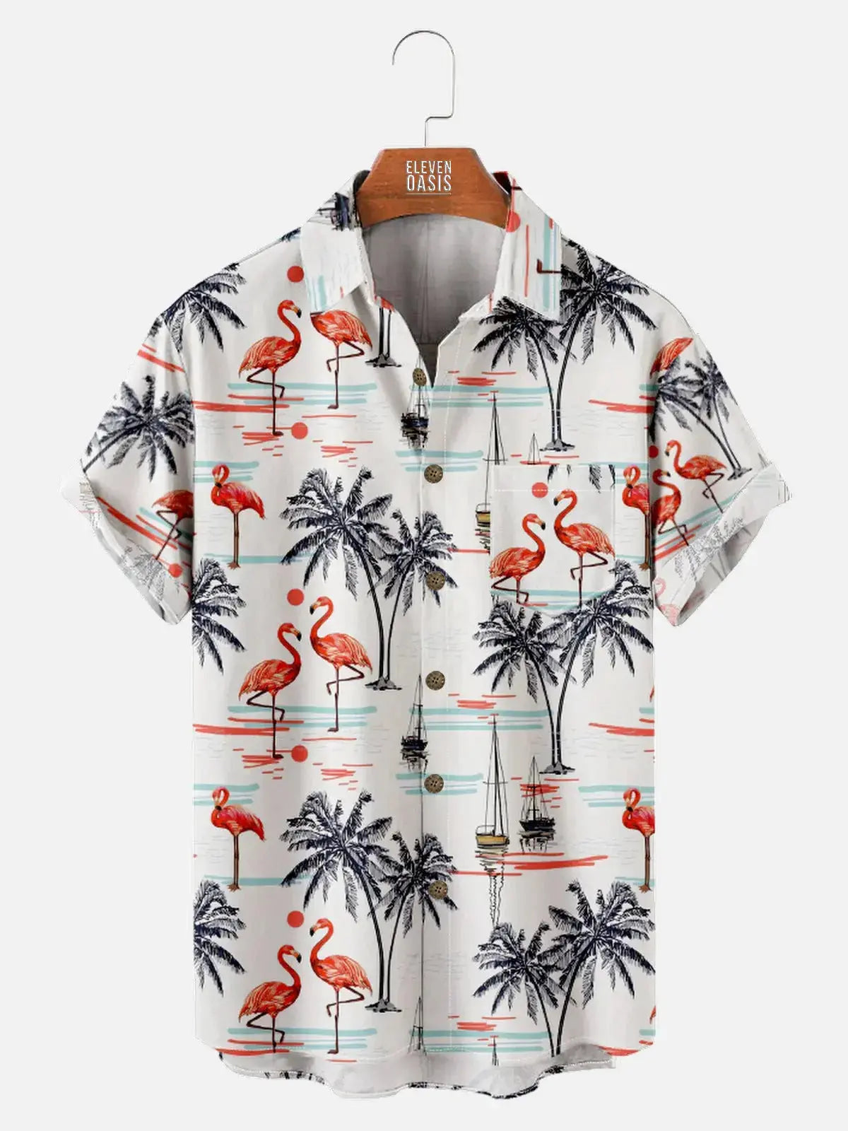 Men's Beach Flamingo Vacay Style Casual Short Sleeve ShirtMens short sleeve shirts Big and tall Mens shirts Short sleeve shirts for men Mens 4xl shirts Casual short sleeve shirts