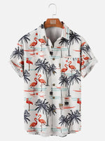 Men's Beach Flamingo Vacay Style Casual Short Sleeve ShirtMens short sleeve shirts Big and tall Mens shirts Short sleeve shirts for men Mens 4xl shirts Casual short sleeve shirts