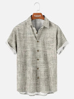 Men's Neutral Crosshatch Pattern Short Sleeve Shirt ElevenOasis