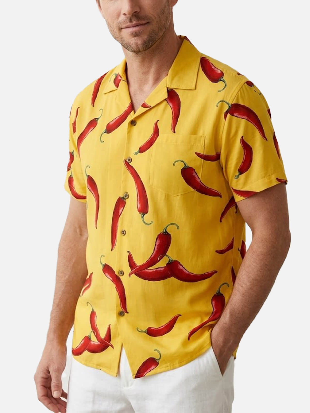Men's Chili Pepper Fiesta Short Sleeve Shirt ElevenOasis