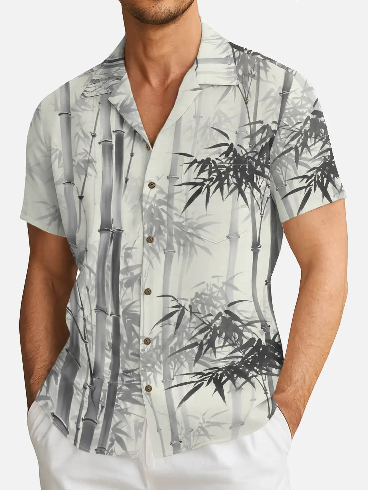 Tall Men's Bamboo Ink Wash Short Sleeve Shirt Eleven Oasis