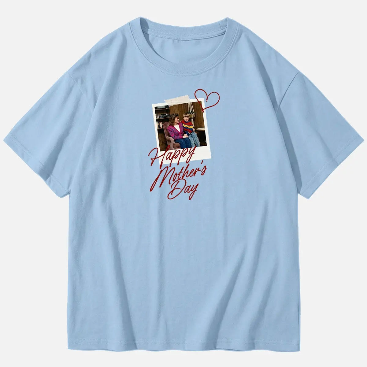 Custom Mother's Day Photo Cotton Short Sleeve T-Shirt Eleven Oasis