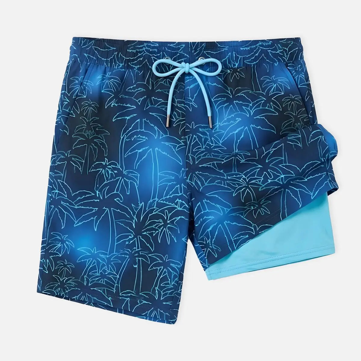 Men's Slim Fit Tropical Print Swim Trunks Eleven Oasis