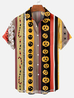 Men's Halloween Stripe Pattern Short Sleeve Shirt Eleven Oasis