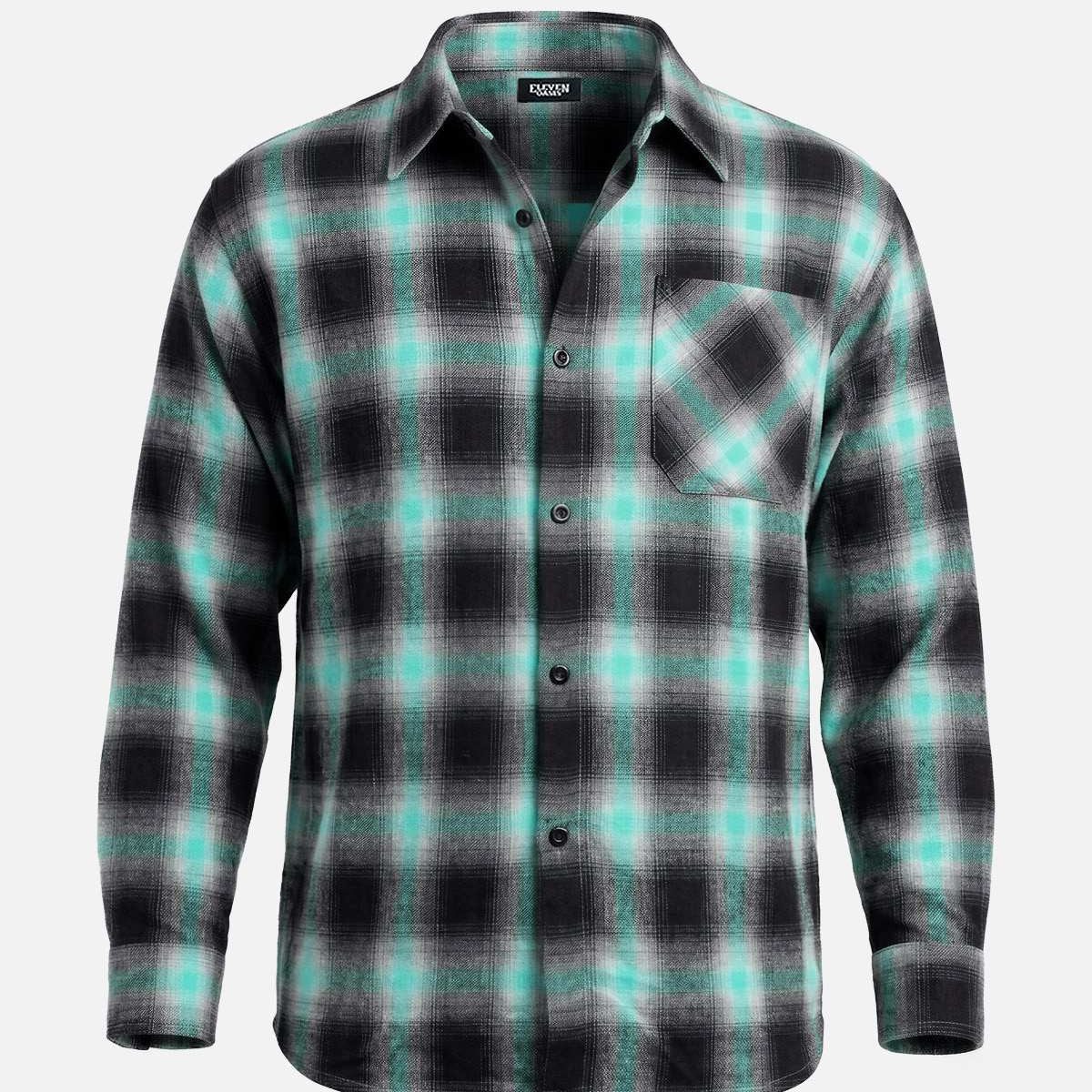Men's Shadow Plaid Pocket Long Sleeve Shirt Eleven Oasis