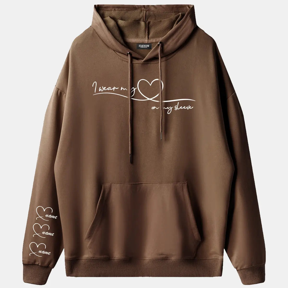 Custom Heart Sleeve Hoodie Eleven Oasis