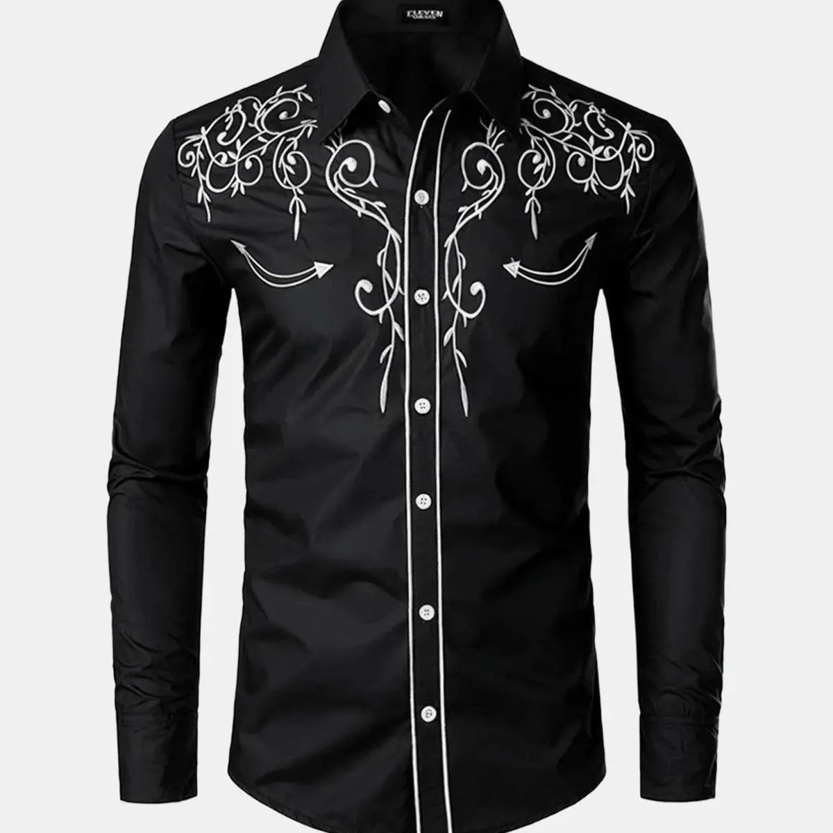 Men's Western Embroidered Long Sleeve Shirt ElevenOasis