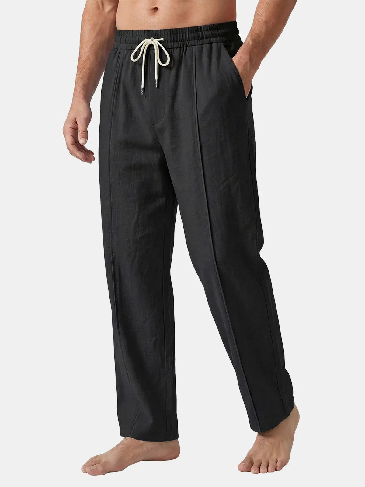 Men's Casual Linen-Blend Drawstring Pants ElevenOasis
