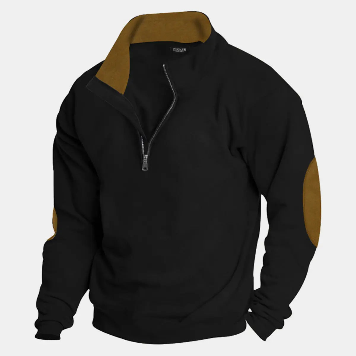 Men's Quarter Zip Elbow Patch Pullover ElevenOasis
