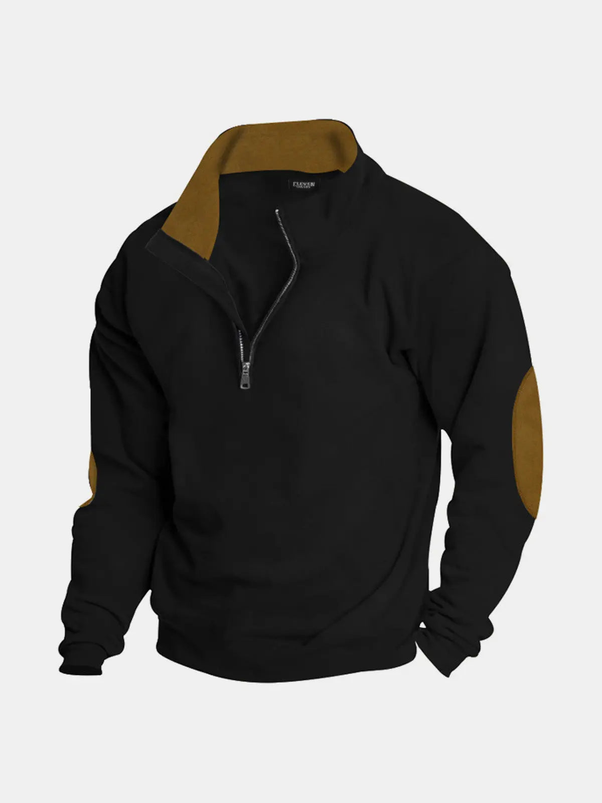 Men's Quarter Zip Elbow Patch Pullover ElevenOasis