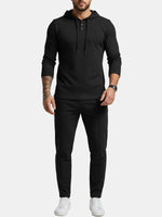 Men's Ribbed Hoodie & Tapered Jogger Two-Piece Set ElevenOasis