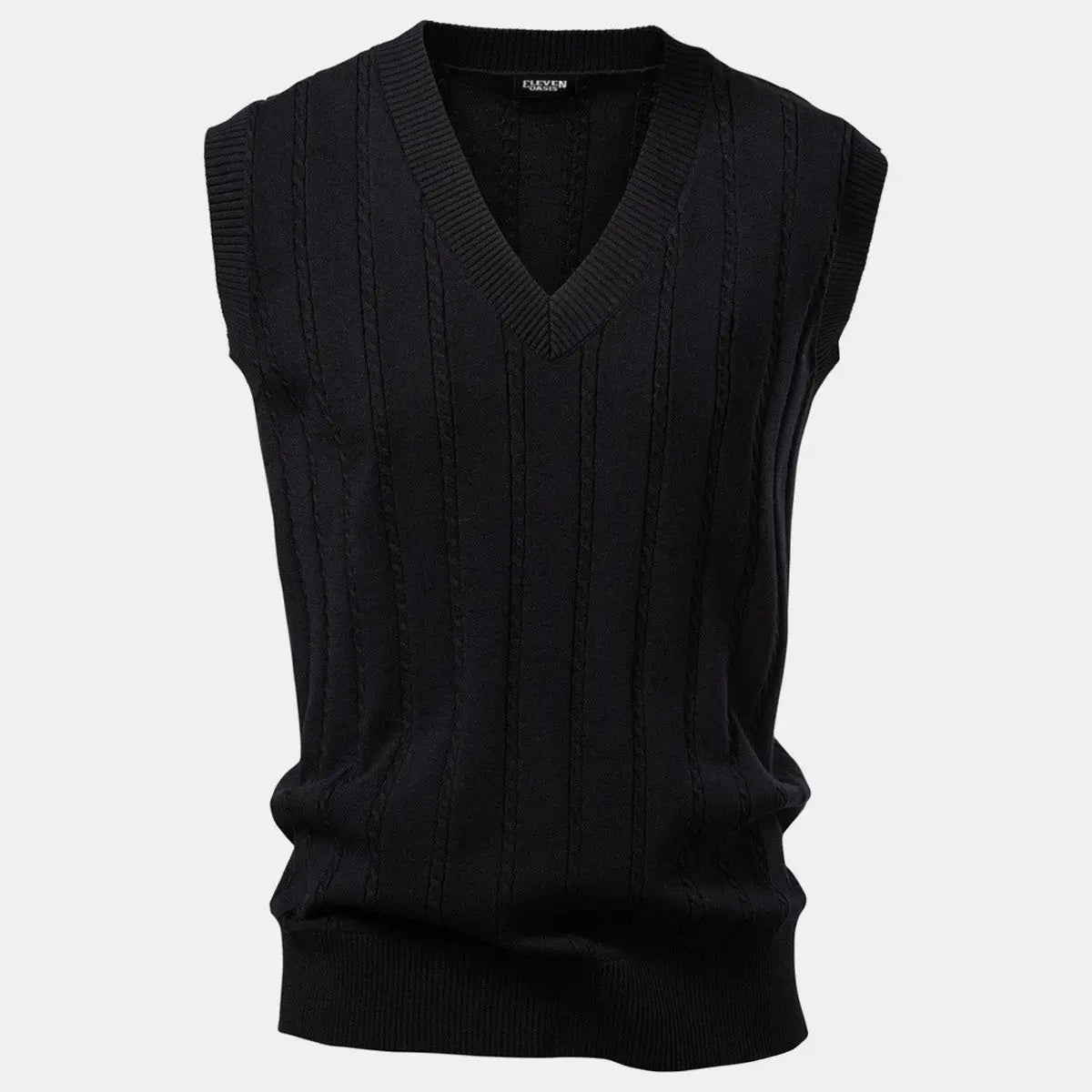 Men's Cable Knit V-Neck Sweater Vest ElevenOasis