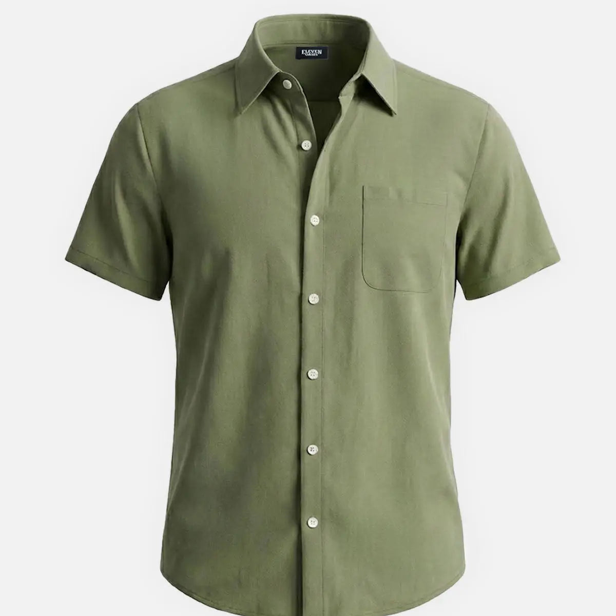 Men's Classic Solid Button Down Short Sleeve Shirt Eleven Oasis