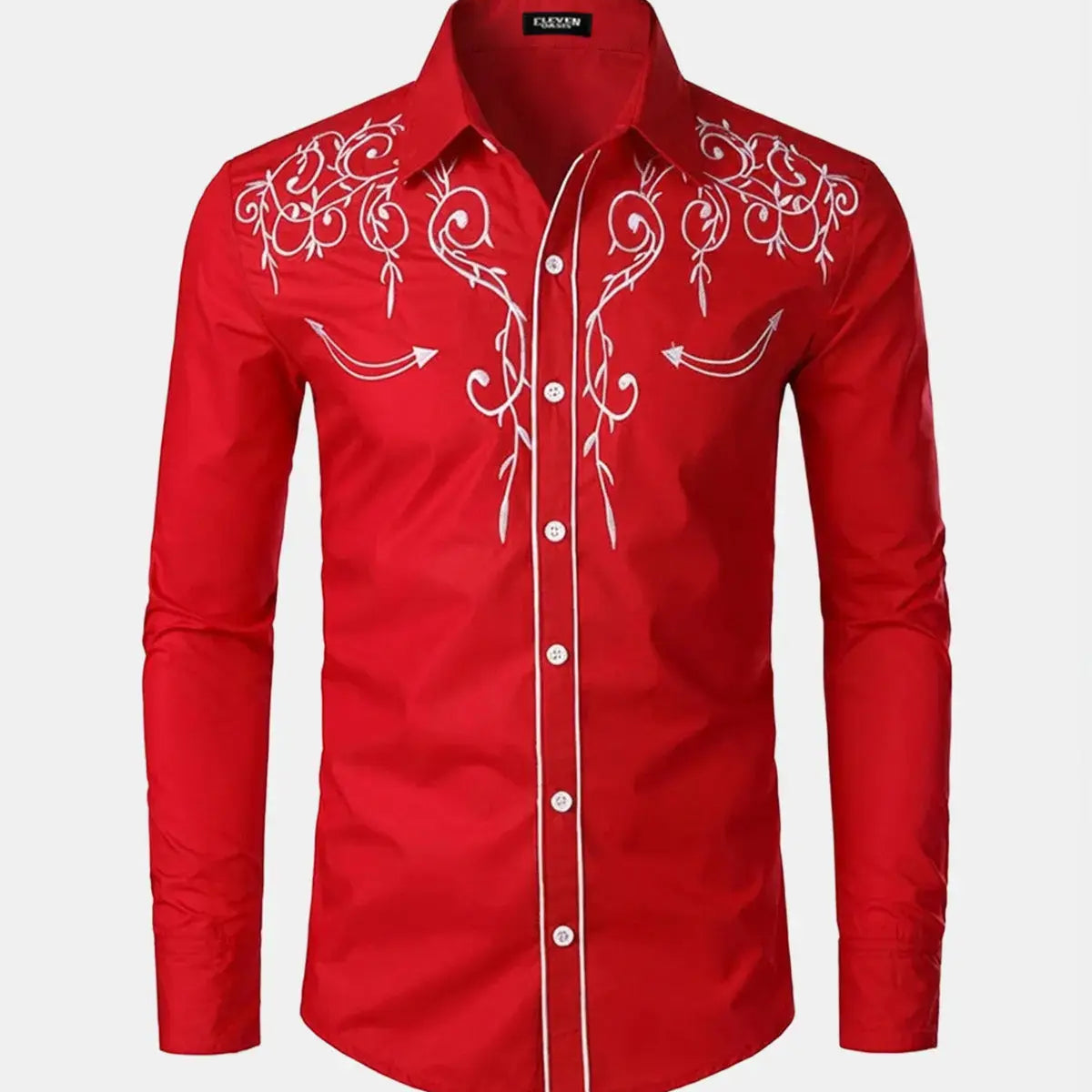Men's Western Embroidered Long Sleeve Shirt ElevenOasis