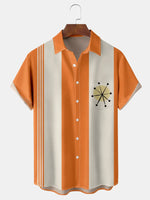 Tall Size Men's Orange Striped Bowling Short Sleeve Casual ShirtMens short sleeve shirts Big and tall Mens shirts Short sleeve shirts for men Mens 4xl shirts Casual short sleeve shirts