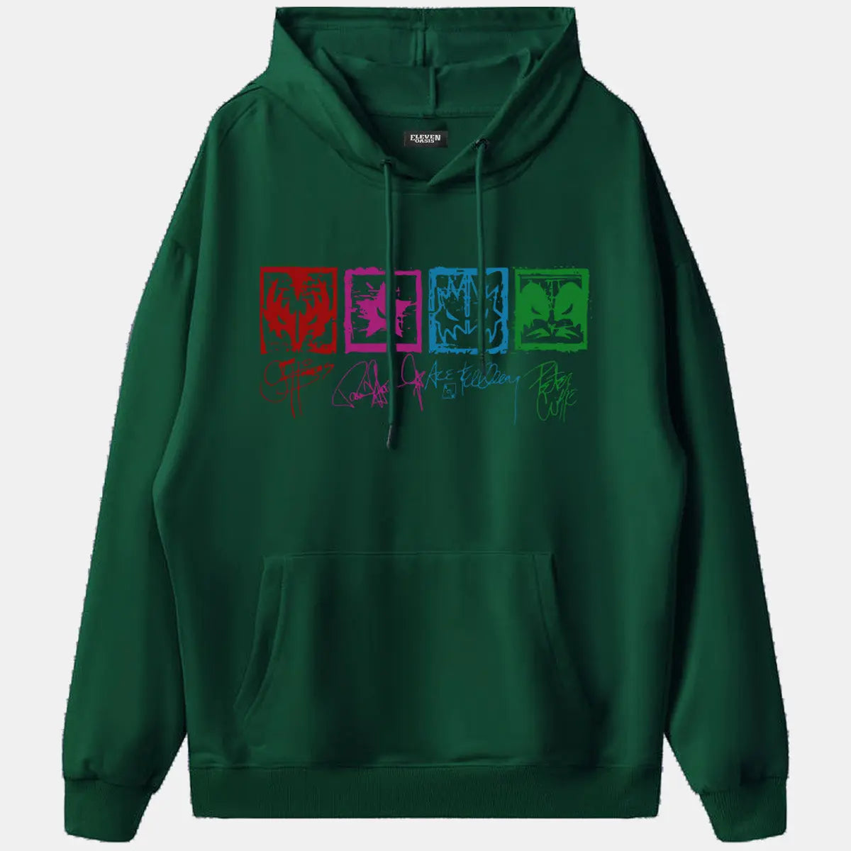 KISS Band Member Faces Vintage Graphic Hoodie Eleven Oasis