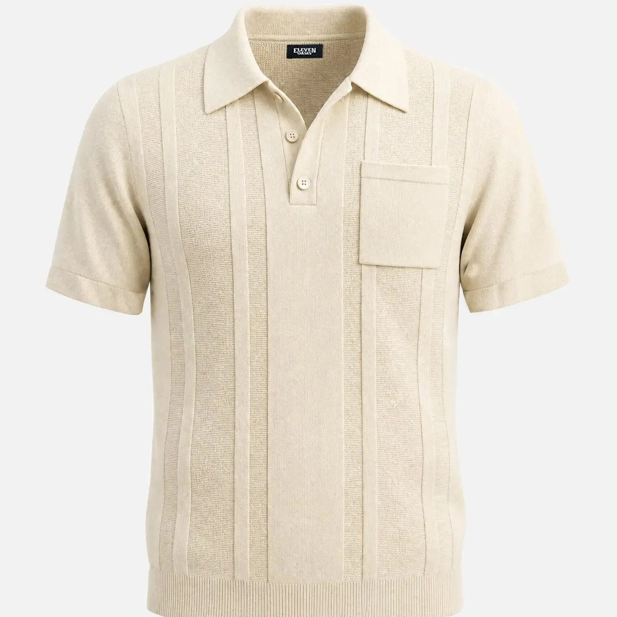 Men's Retro Ribbed Knit Short Sleeve Polo Shirt Eleven Oasis