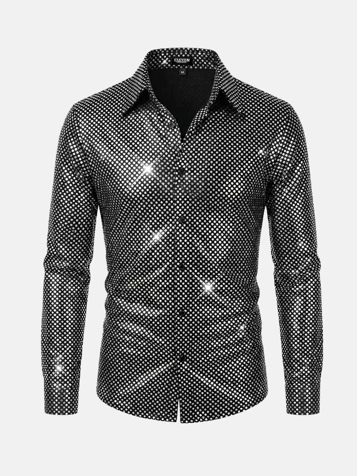 Men's Shiny Disco Long Sleeve Shirt ElevenOasis